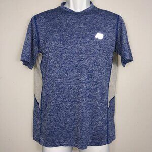 New Balance NBDry TShirt Mens S Blue Gray Reflective Running Activewear Workout
